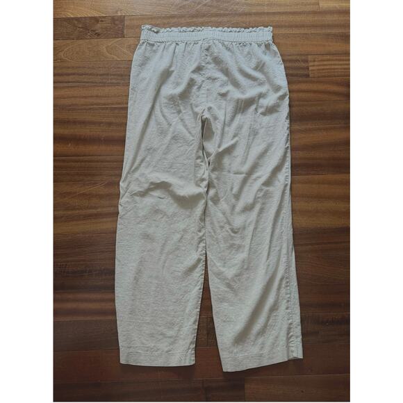 Nine West Linen Blend Pants Wide Leg Women Size Large Khaki Beige Elastic Waist - Picture 3 of 5